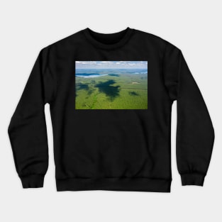 Aerial view of large forest area and distant lake Biale Augustowskie Crewneck Sweatshirt